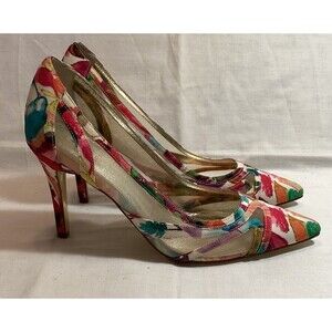 Adrianna Papell Watercolor Floral Mesh Heels